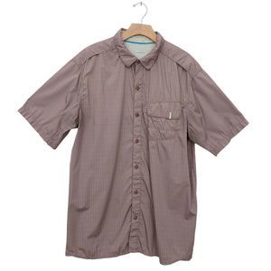 Columbia Omni-Shade Shirt Mens XL Brown Short Sleeve Button Up Travel Outdoor